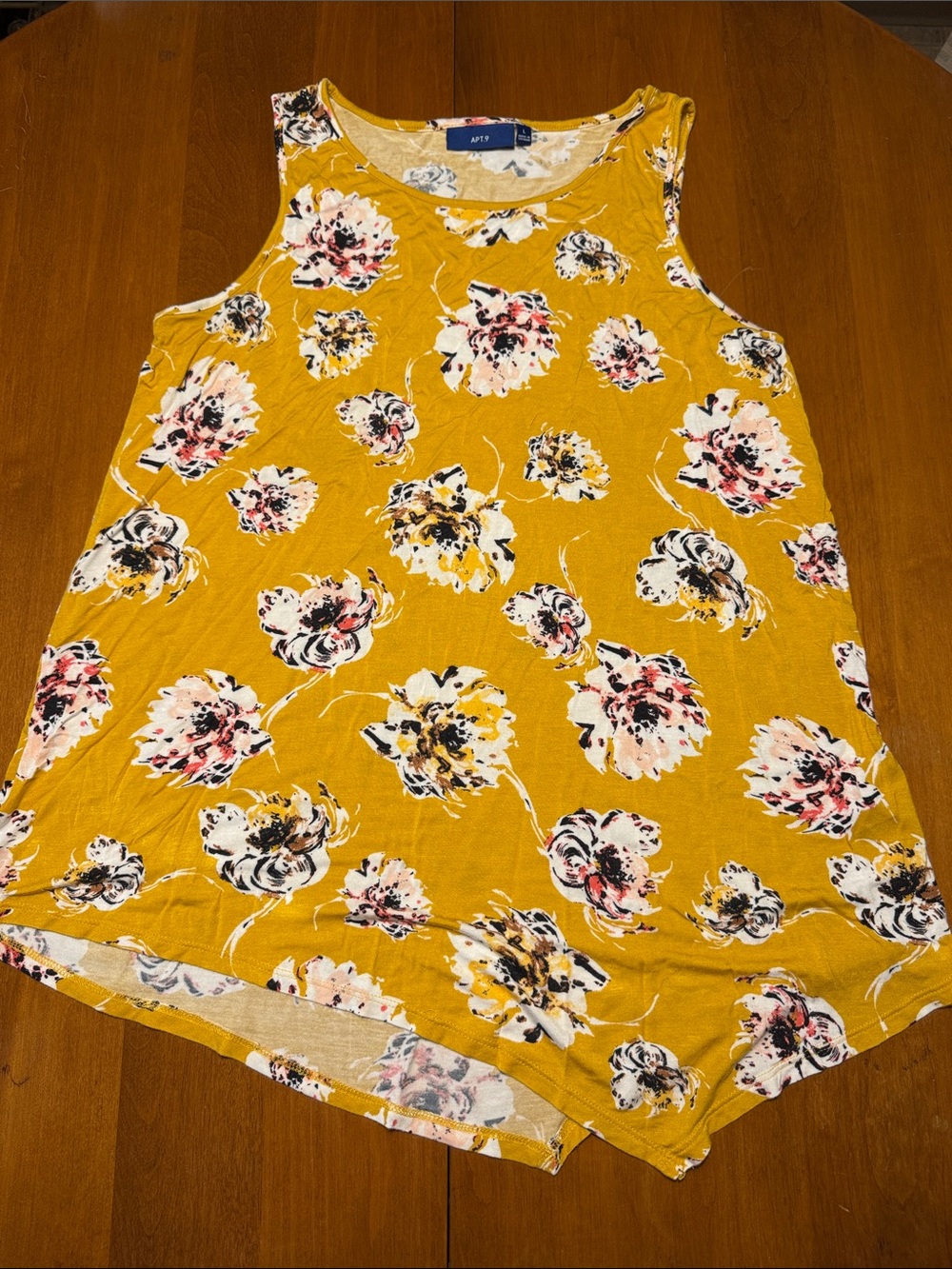 Apt. 9 Mustard Yellow Floral Tank Top